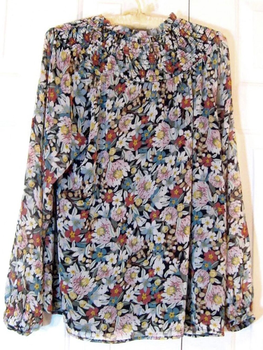 LOFT | Fall Floral Smocked Yoke Blouse Top - Picture 6 of 9